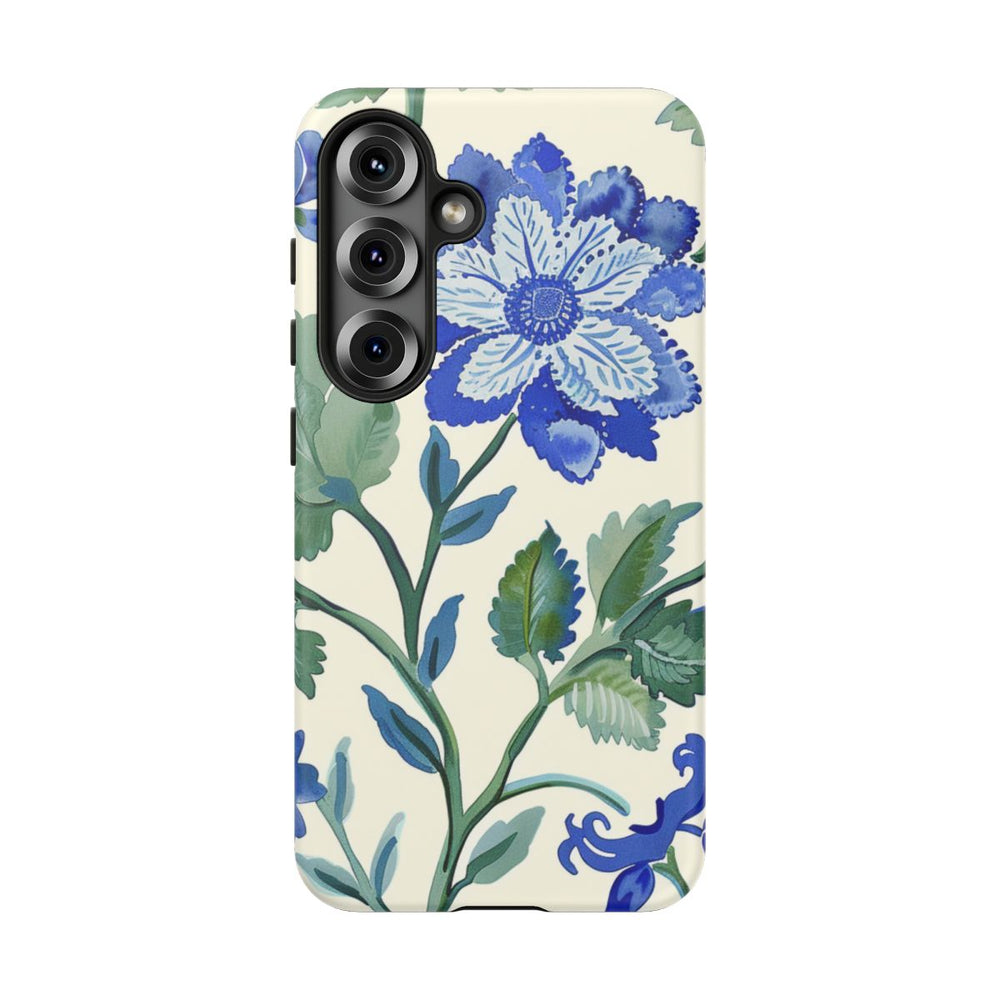 Blauw Waterverf Bloemenpatroon