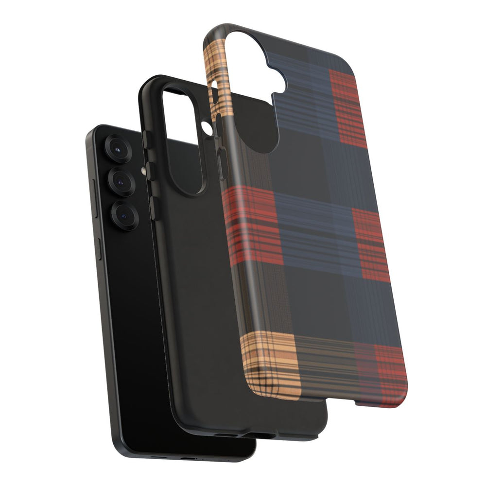 Caramel en Donkerblauw Geruit Patroon