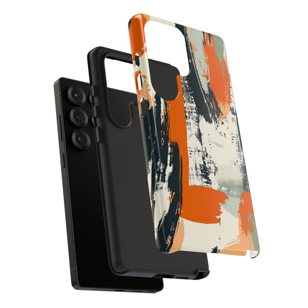 Abstract Oranje-Zwart Penseelstrepenpatroon
