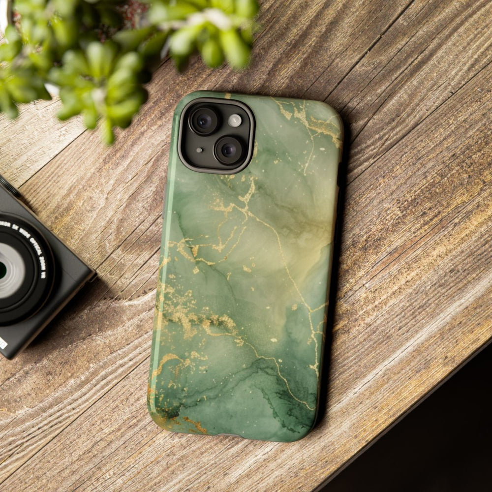 Groene en Gouden Marmer Abstract