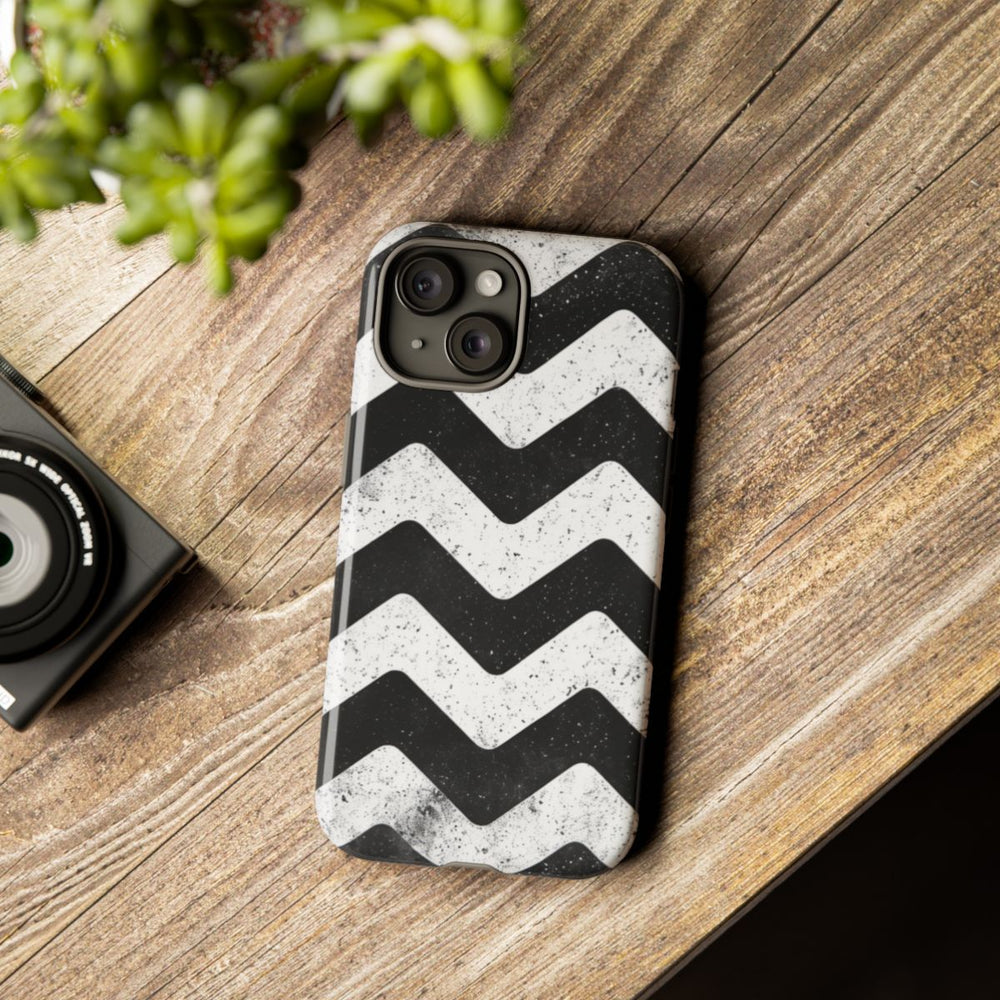 Zwart-Wit Zigzagpatroon met Vintage Effect