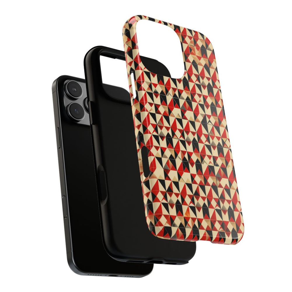 Geometrisch Abstract Patroon in Rood en Zwart
