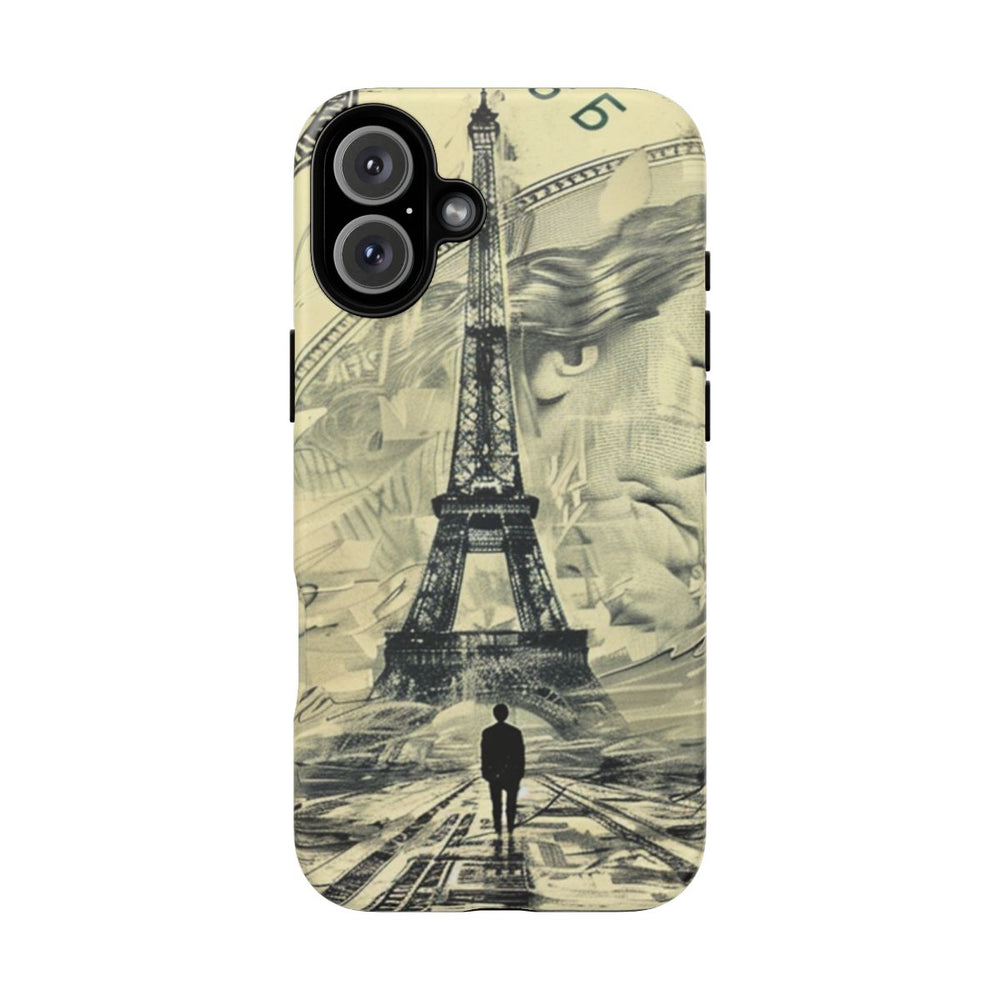 Surrealistische Zwart-Wit Illustratie van Toren op Dollarbiljet