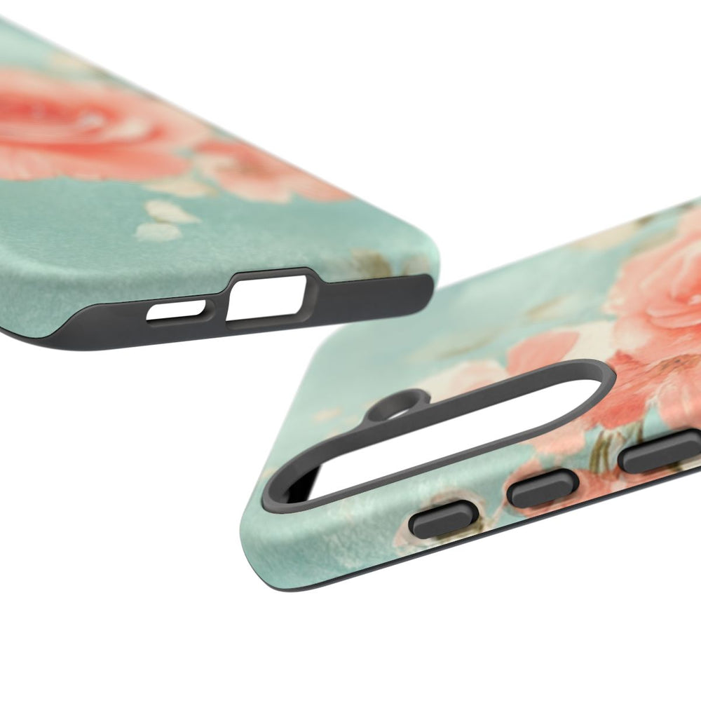 Aquarel Roze Rozen op Turquoise Achtergrond