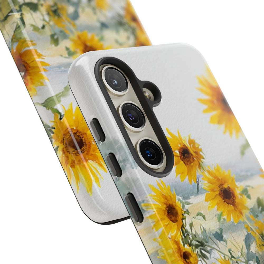 Gele Zonnebloemen in Pastelkleurig Landschap