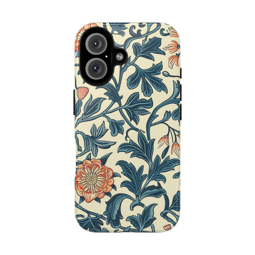 Blauw-Oranje Bloemenpatroon
