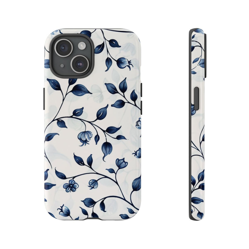Blauw Bloemenrankenpatroon