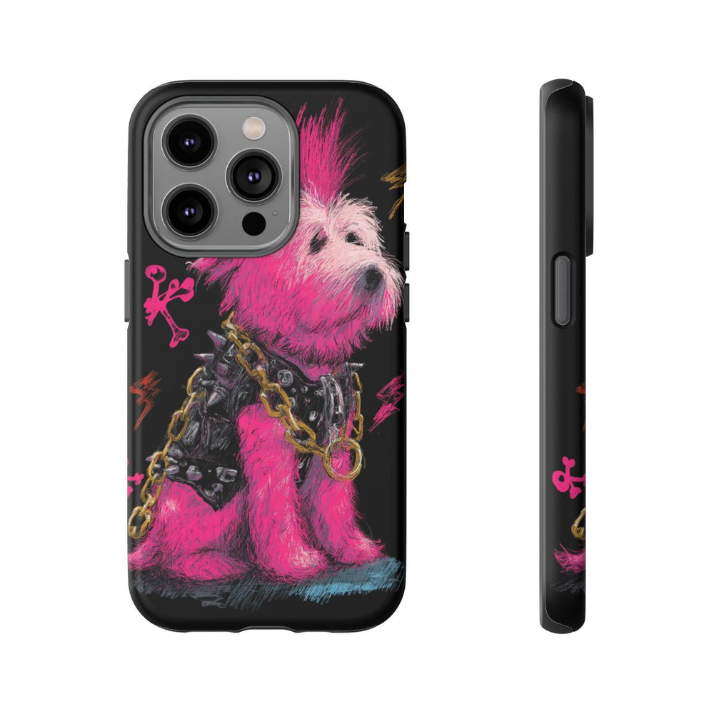 Punk Hond met Roze Hanenkam Illustratie