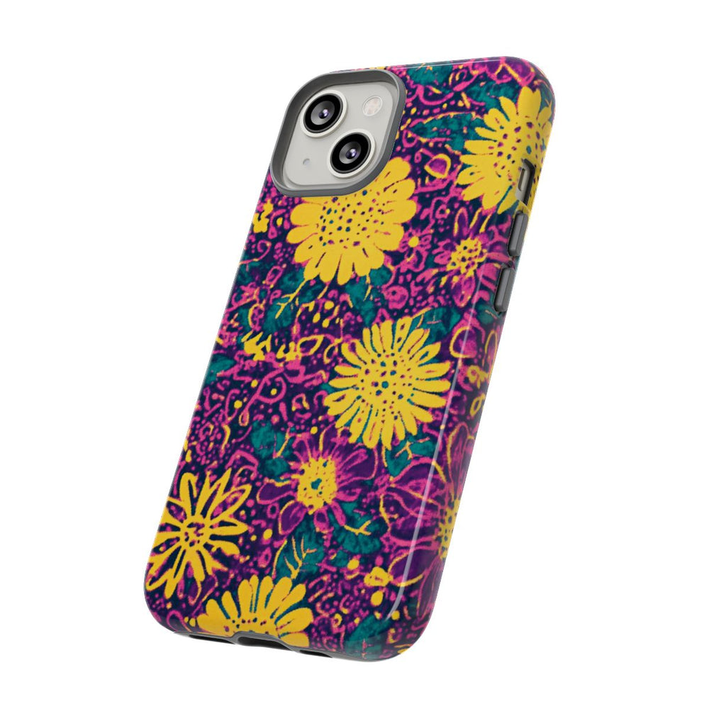 Gele en Paarse Bloemenprint
