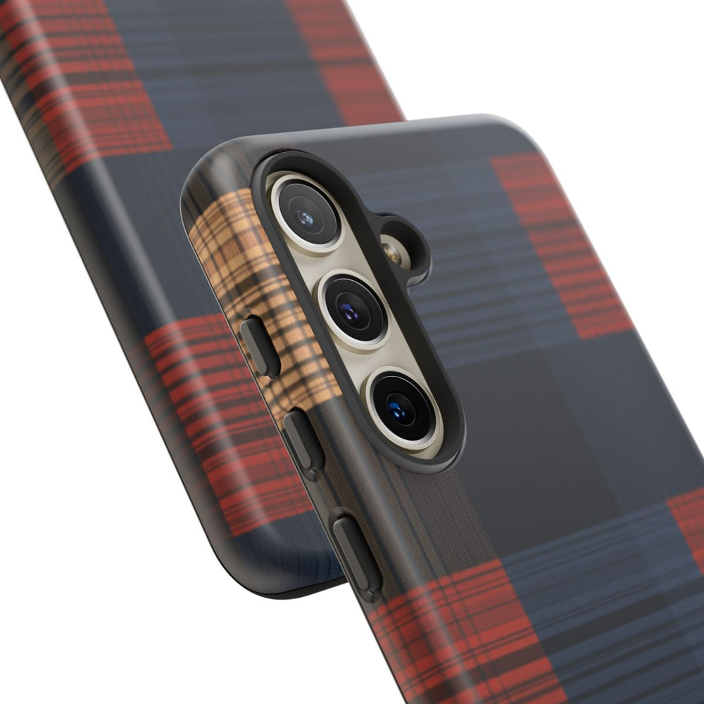 Caramel en Donkerblauw Geruit Patroon