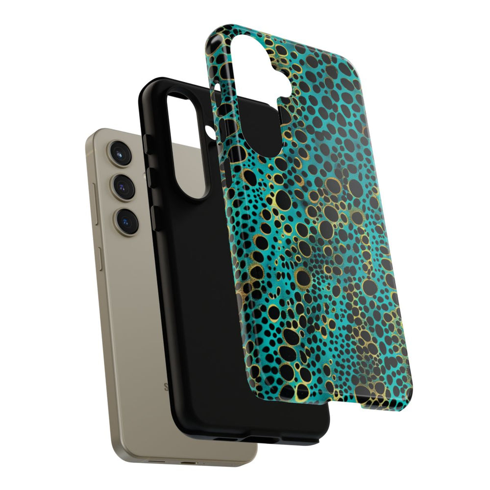 Turquoise en Zwart Abstract Stippenpatroon