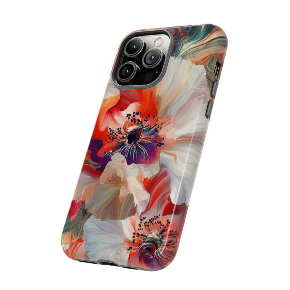 Abstracte Bloemmotieven in Rood en Wit