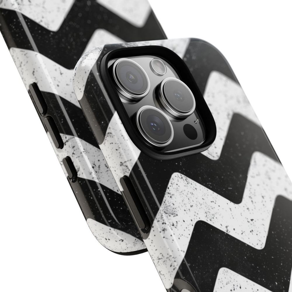 Zwart-Wit Zigzagpatroon met Vintage Effect