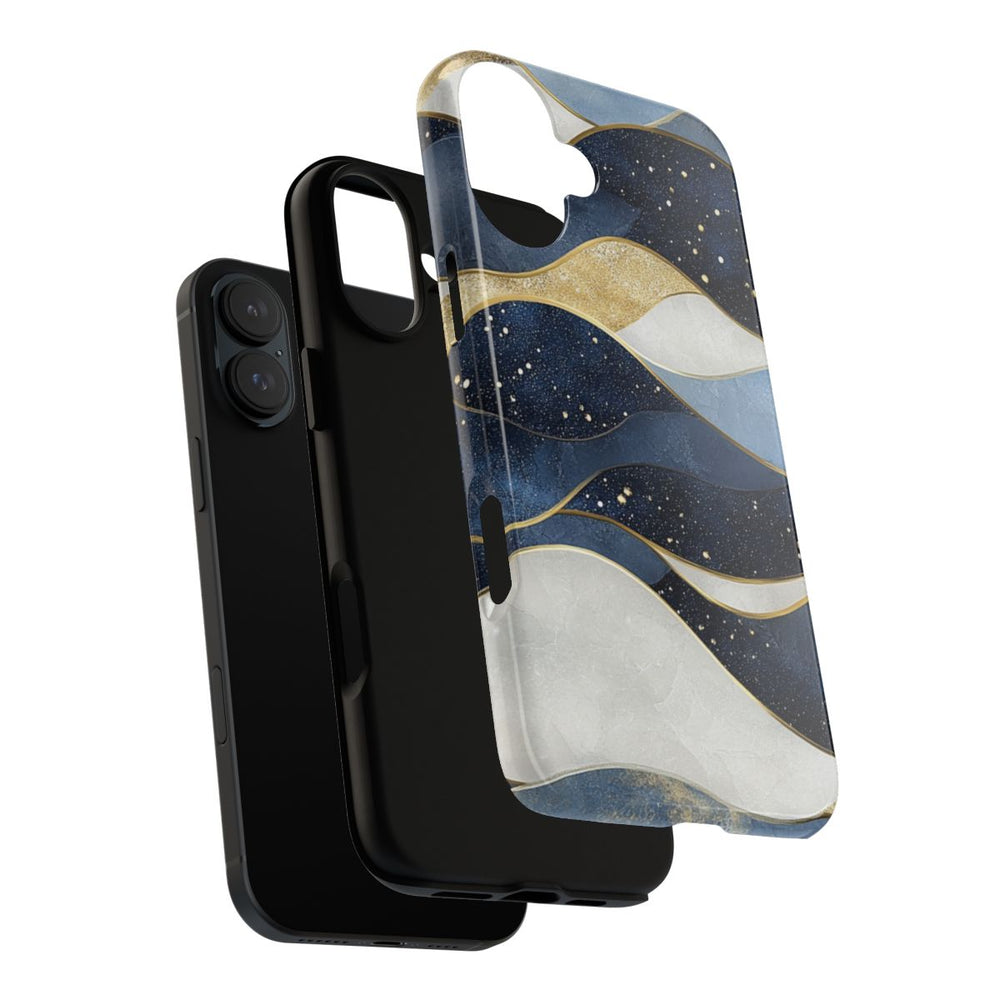Abstract Blauw-Goud Golvenpatroon
