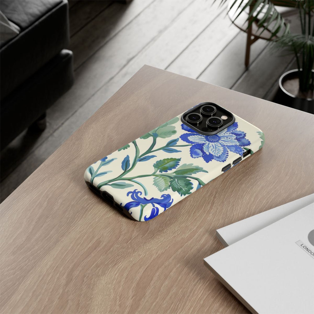 Blauw Waterverf Bloemenpatroon