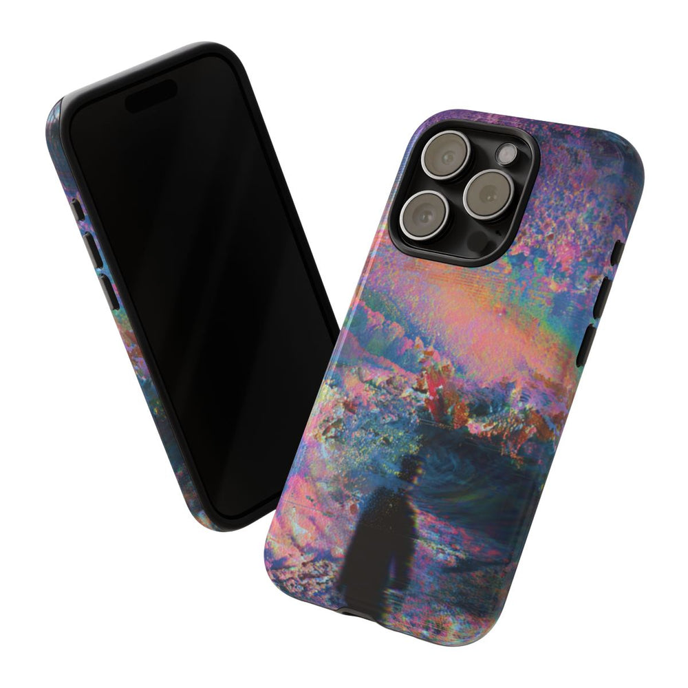 Abstracte Kleurrijke Kosmische Scene met Silhouet