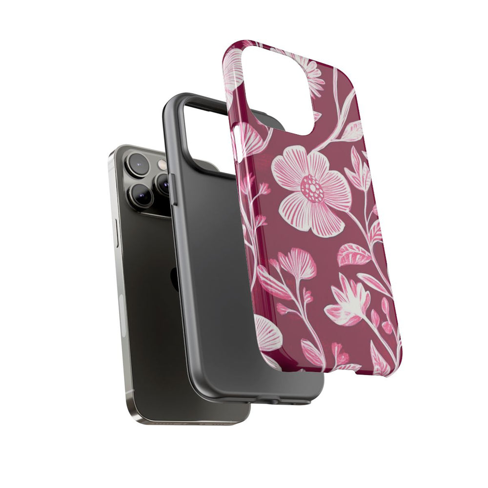 Roze en Witte Bloemenprint
