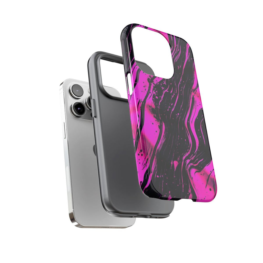 Neonroze en Zwart Abstract Patroon