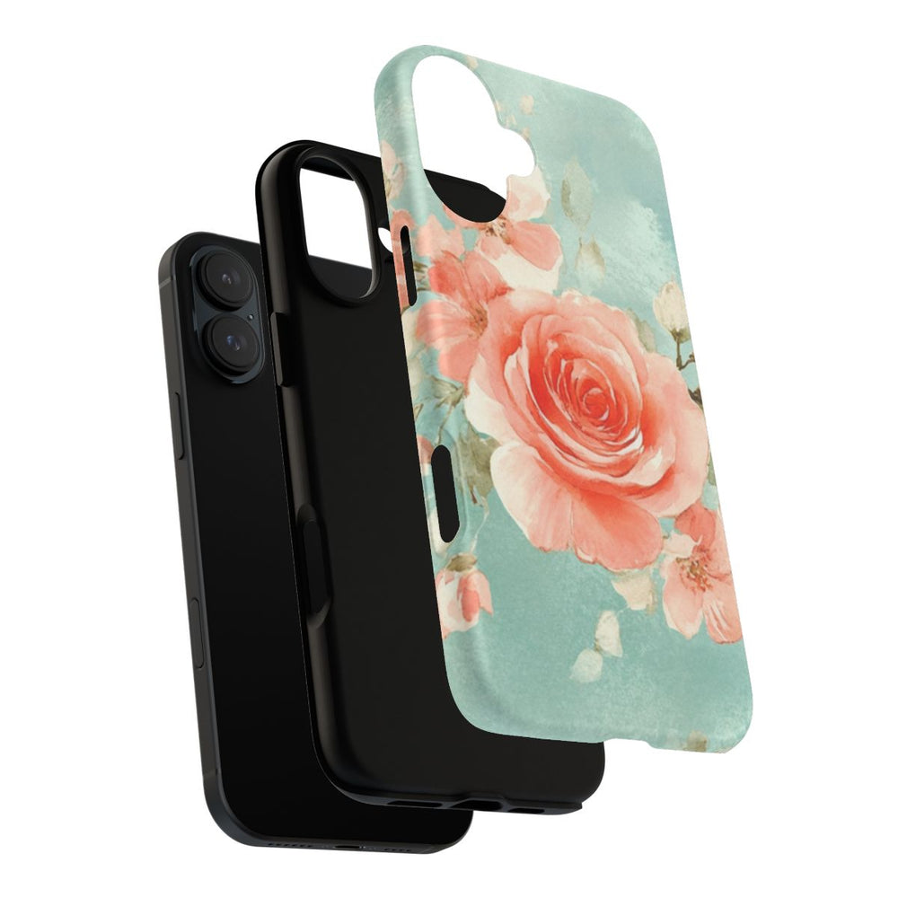 Aquarel Roze Rozen op Turquoise Achtergrond
