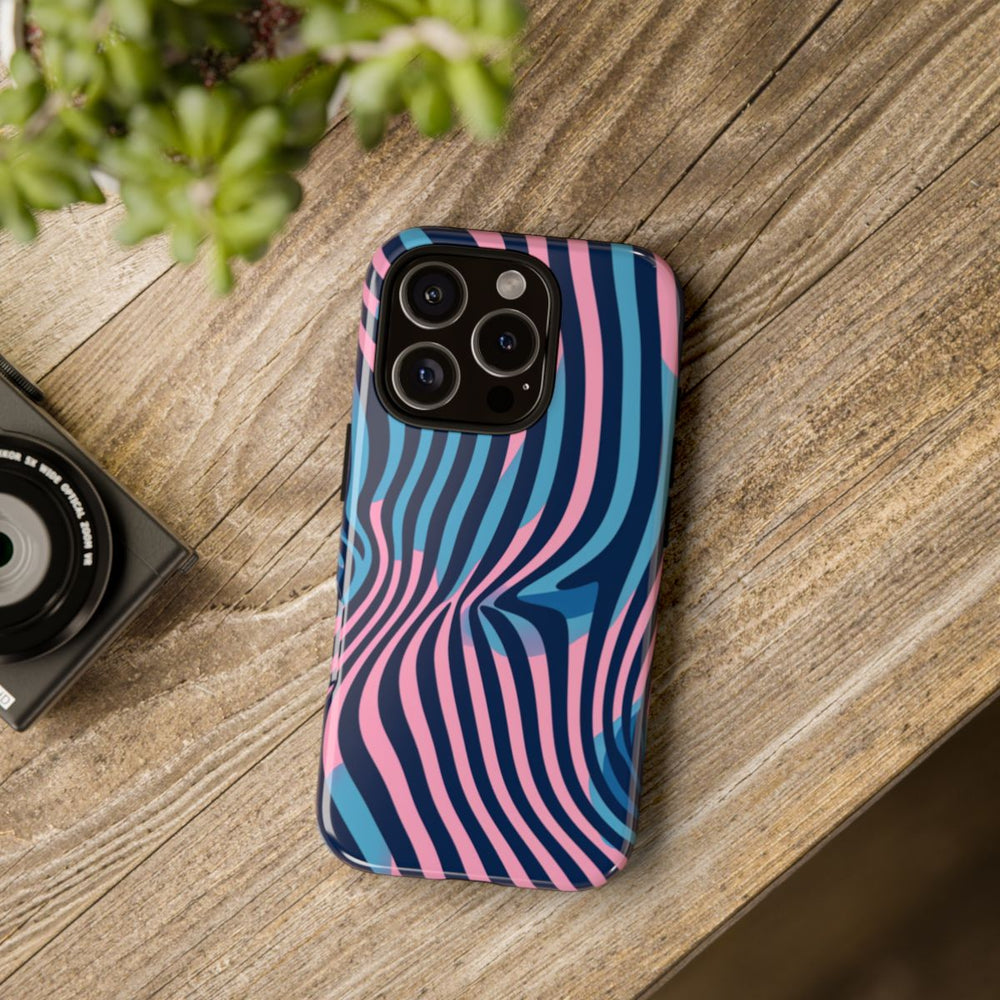 Golvend Blauw-Roze Optische Illusiepatroon