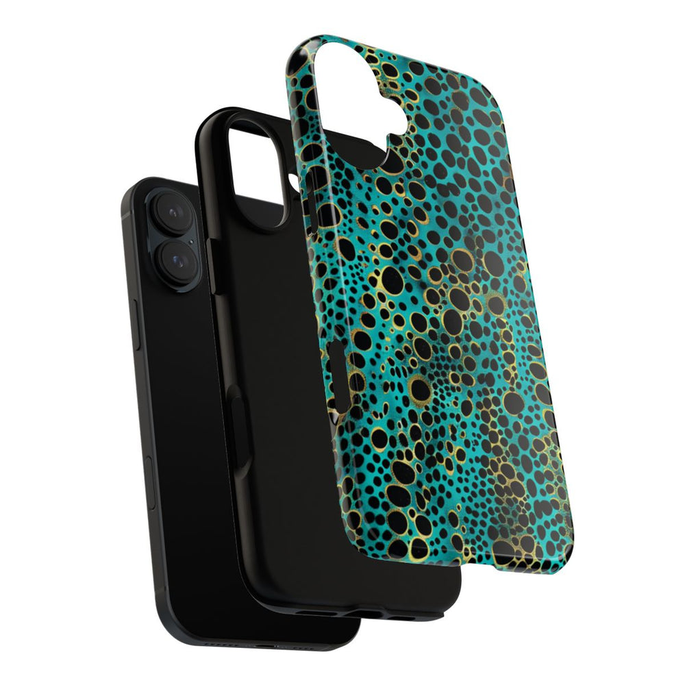 Turquoise en Zwart Abstract Stippenpatroon