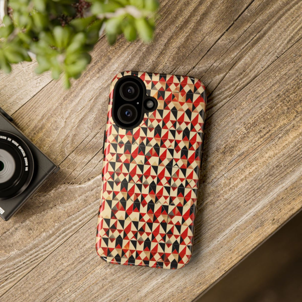 Geometrisch Abstract Patroon in Rood en Zwart
