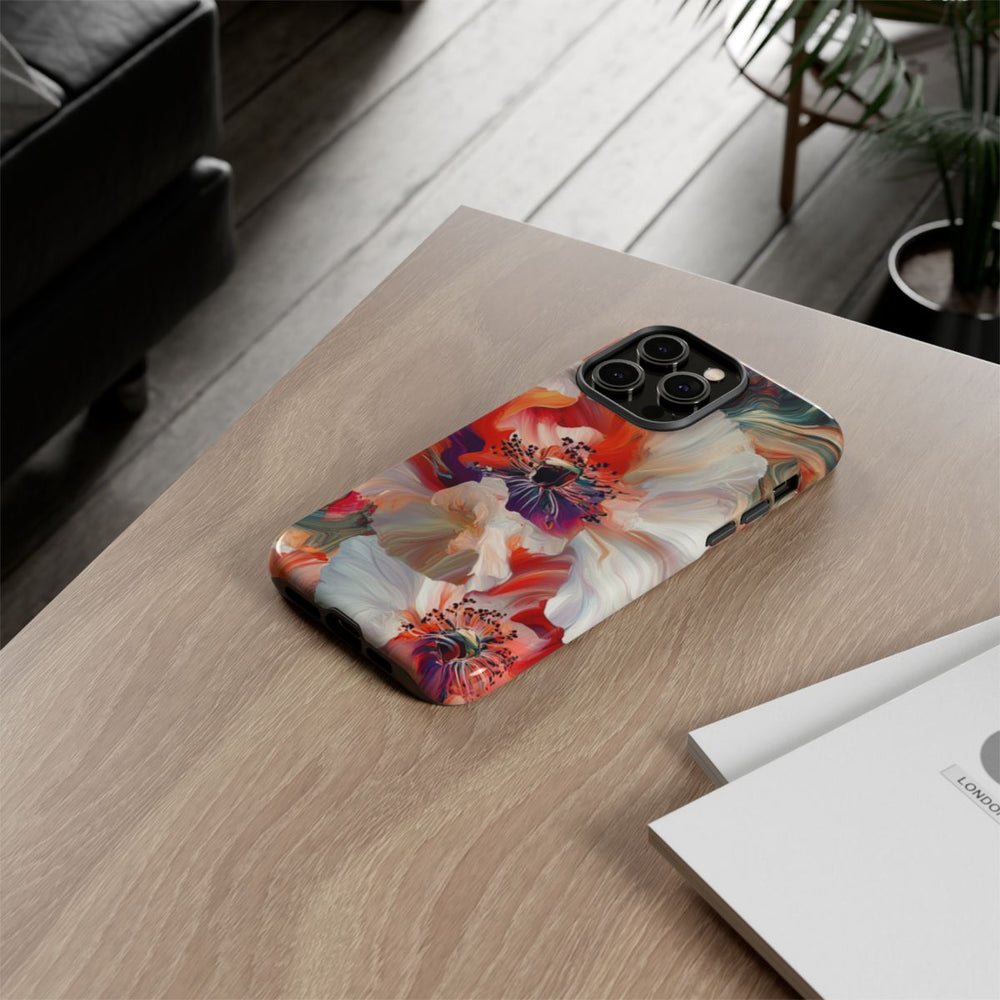 Abstracte Bloemmotieven in Rood en Wit