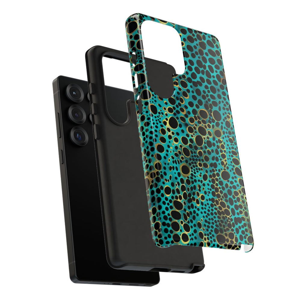 Turquoise en Zwart Abstract Stippenpatroon
