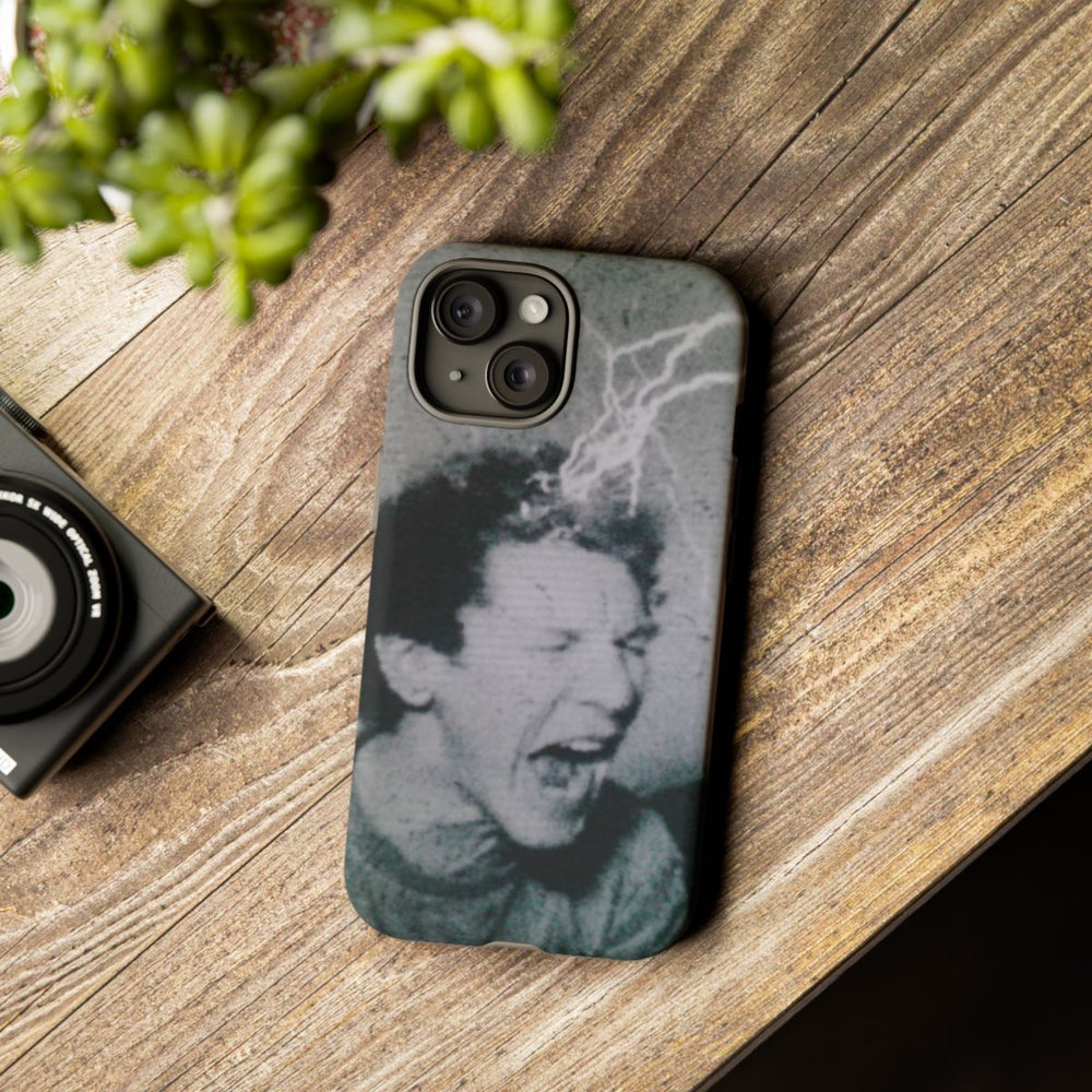 Zwart-Wit Portret met Bliksemeffect en Vintage Look