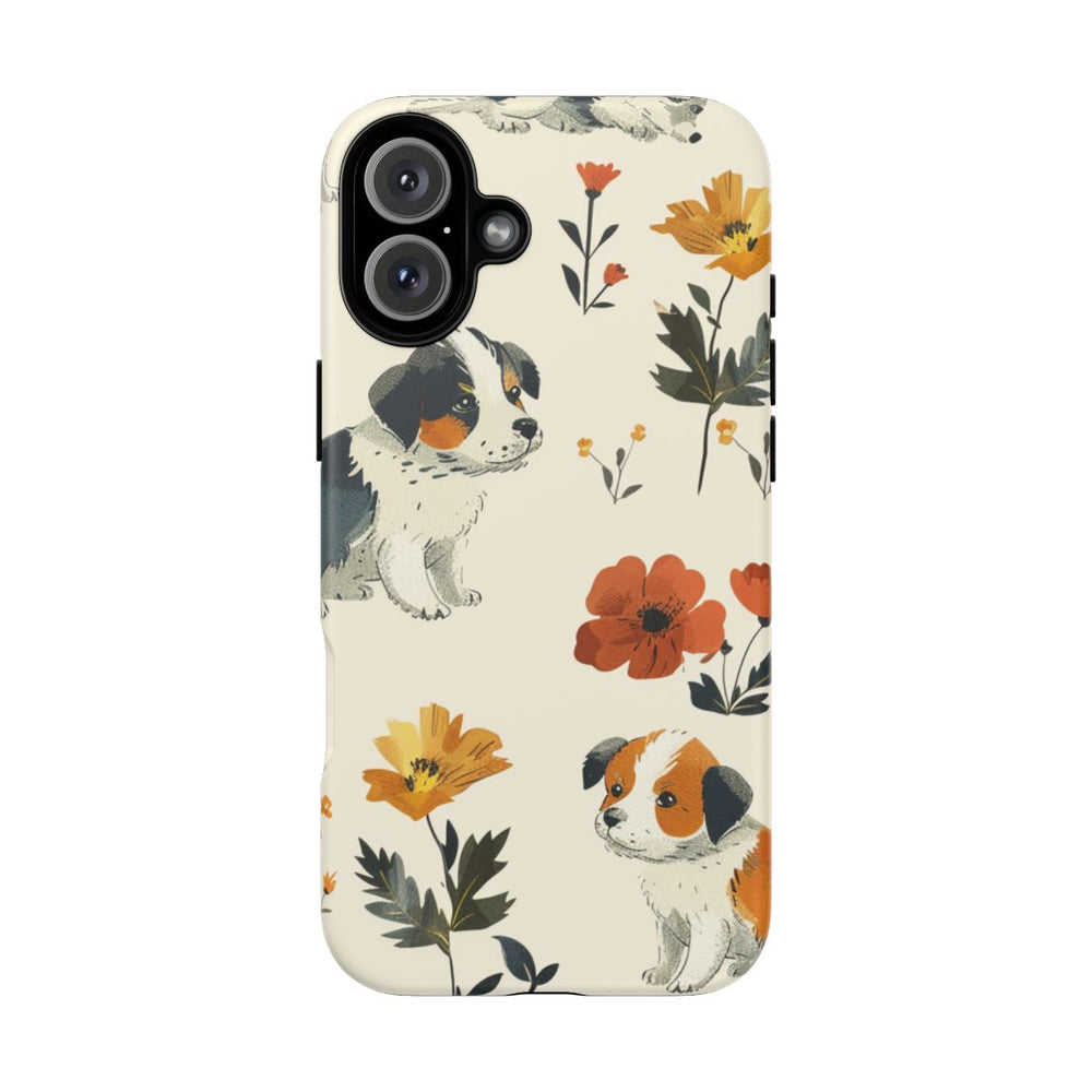 Schattige Puppy’s en Bloemenpatroon