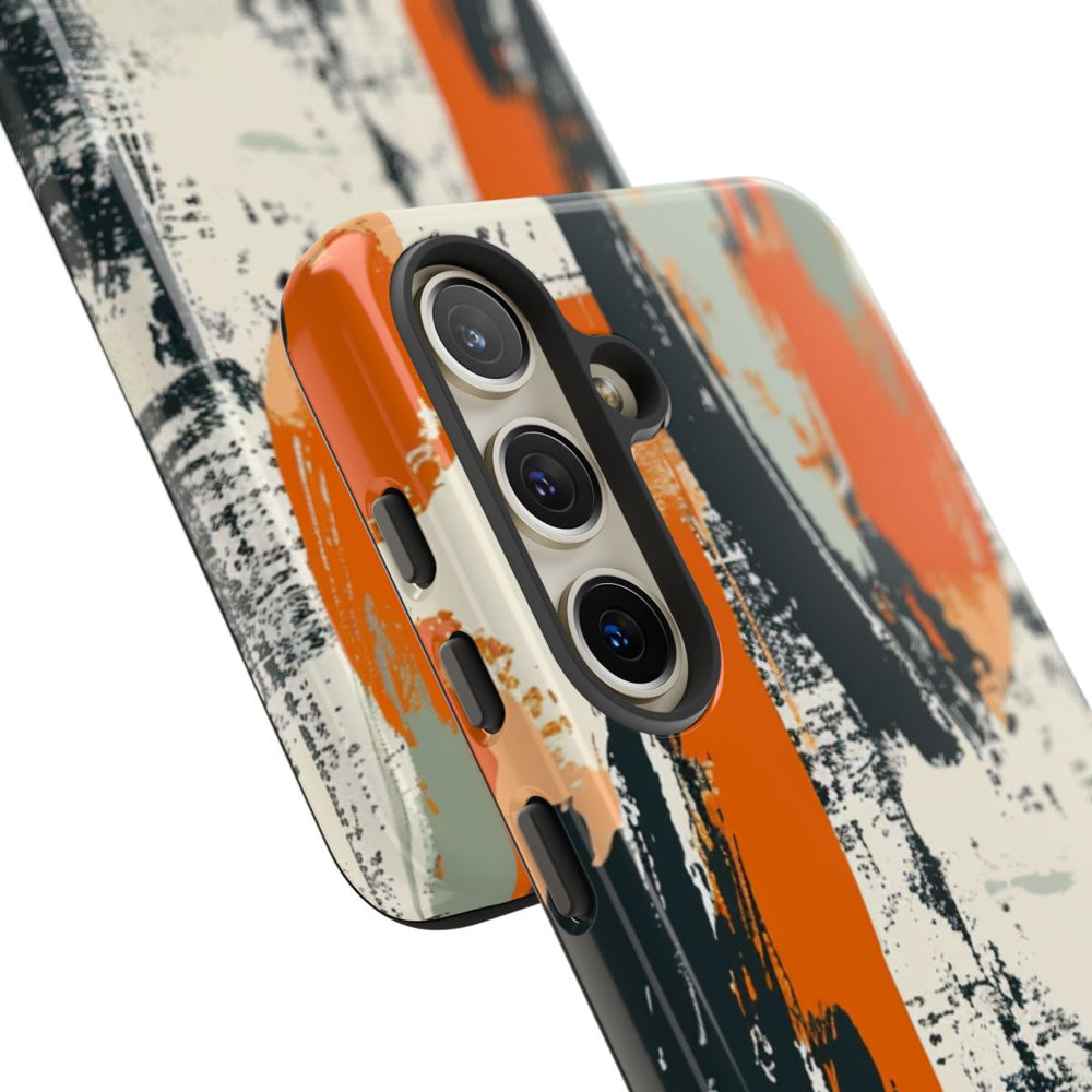 Abstract Oranje-Zwart Penseelstrepenpatroon