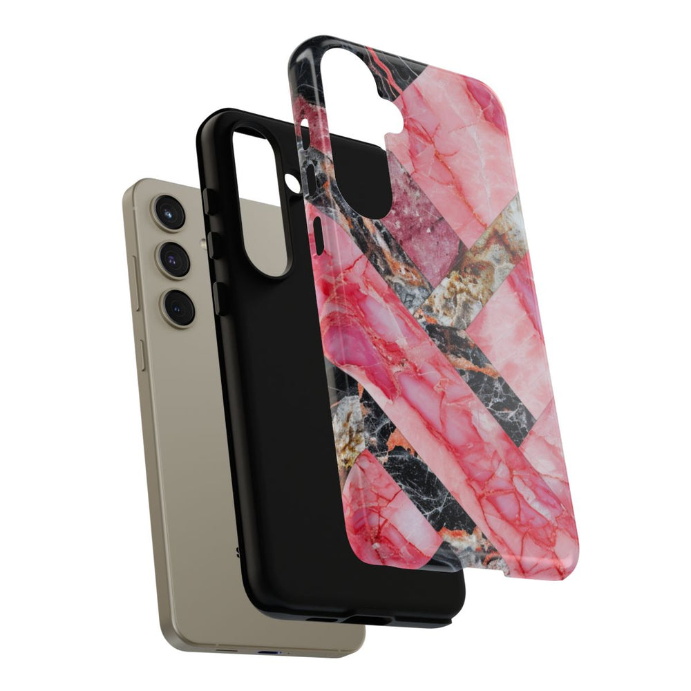 Roze en Zwart Geometrisch Marmerpatroon