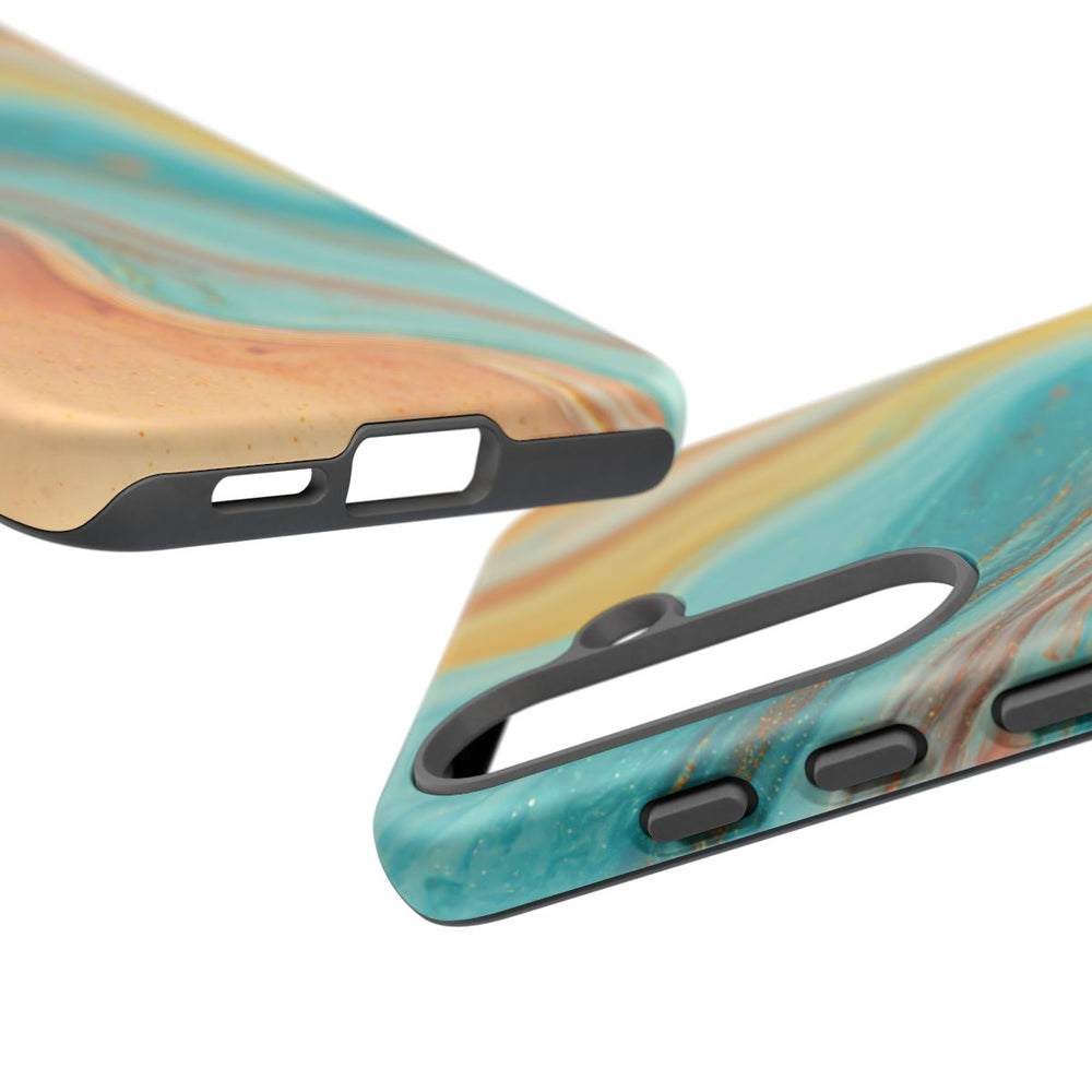Oranje en Teal Marmer Abstract