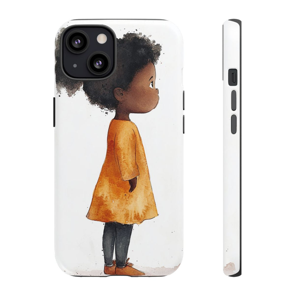 Minimalistische Waterverf Meisje met Oranje Jurk