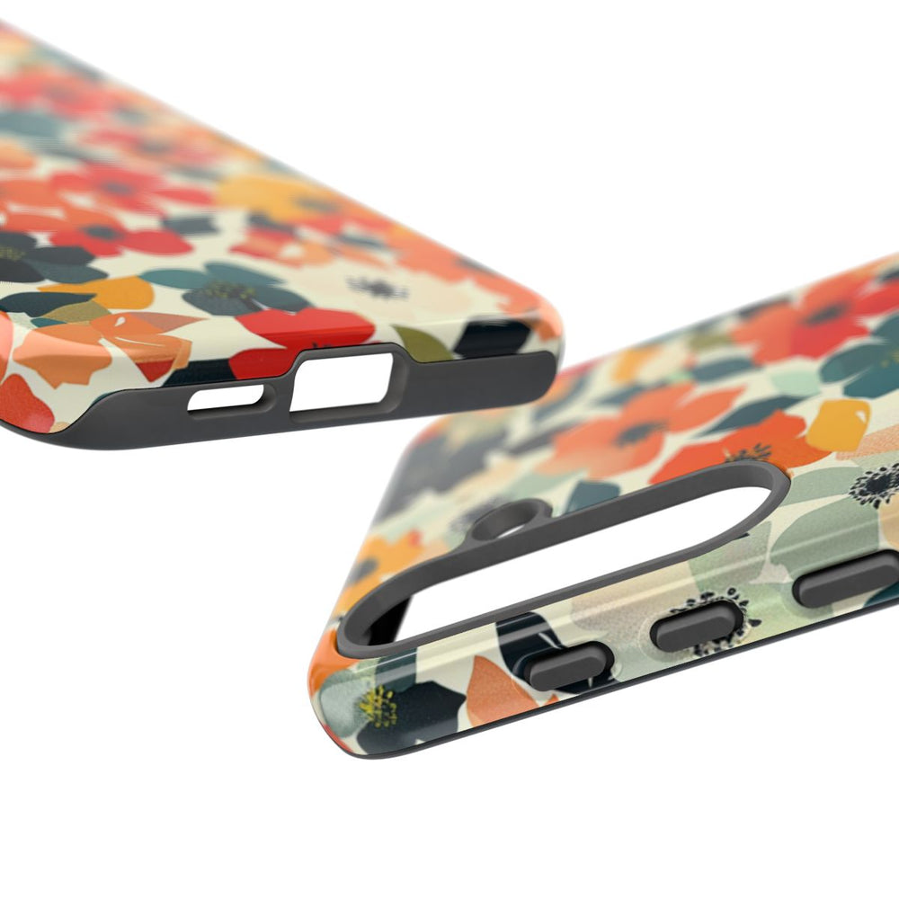 Vrolijk Bloemenpatroon met Geometrische Bladeren
