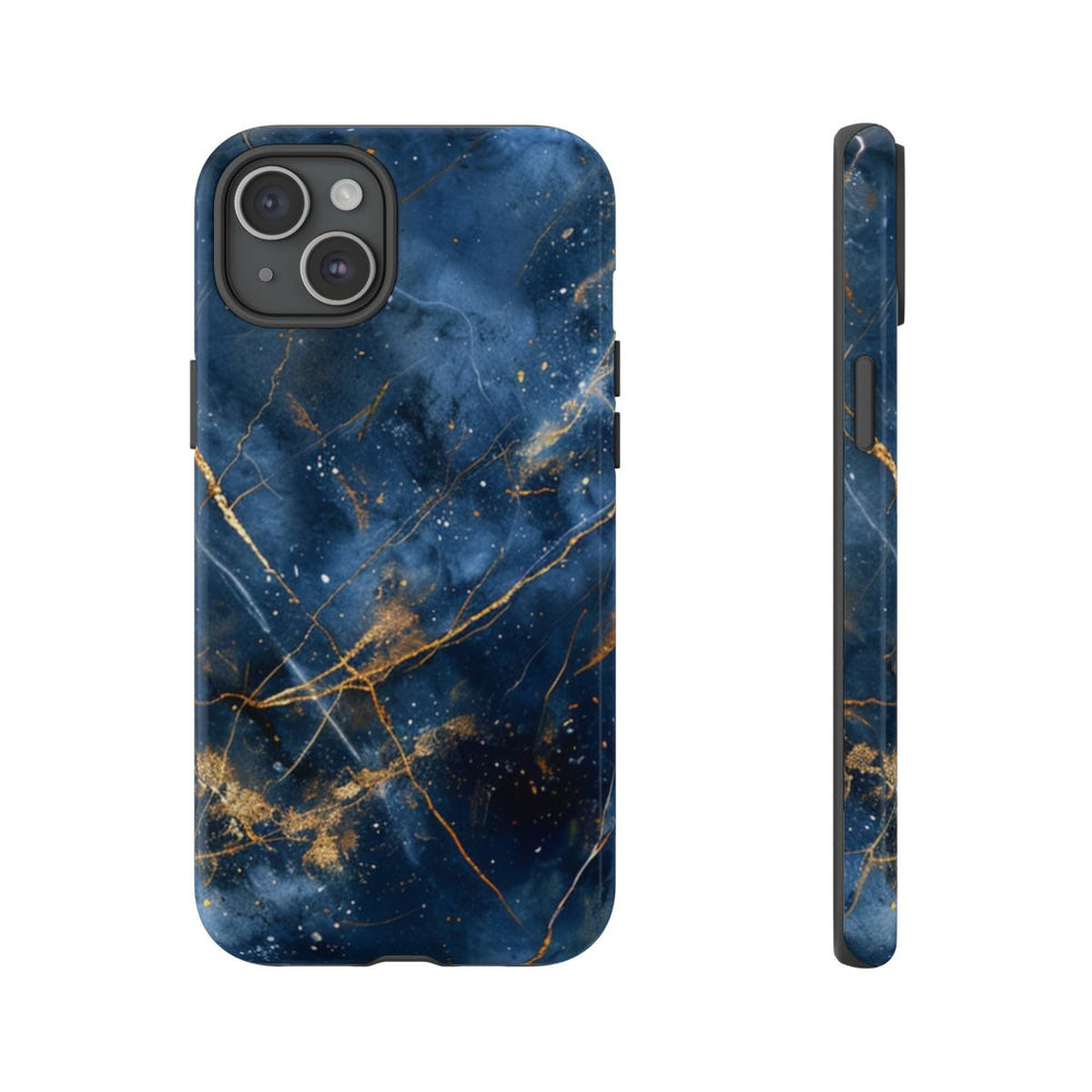 Blauw Marmerpatroon met Gouden Adering