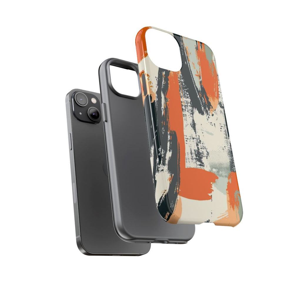 Abstract Oranje-Zwart Penseelstrepenpatroon