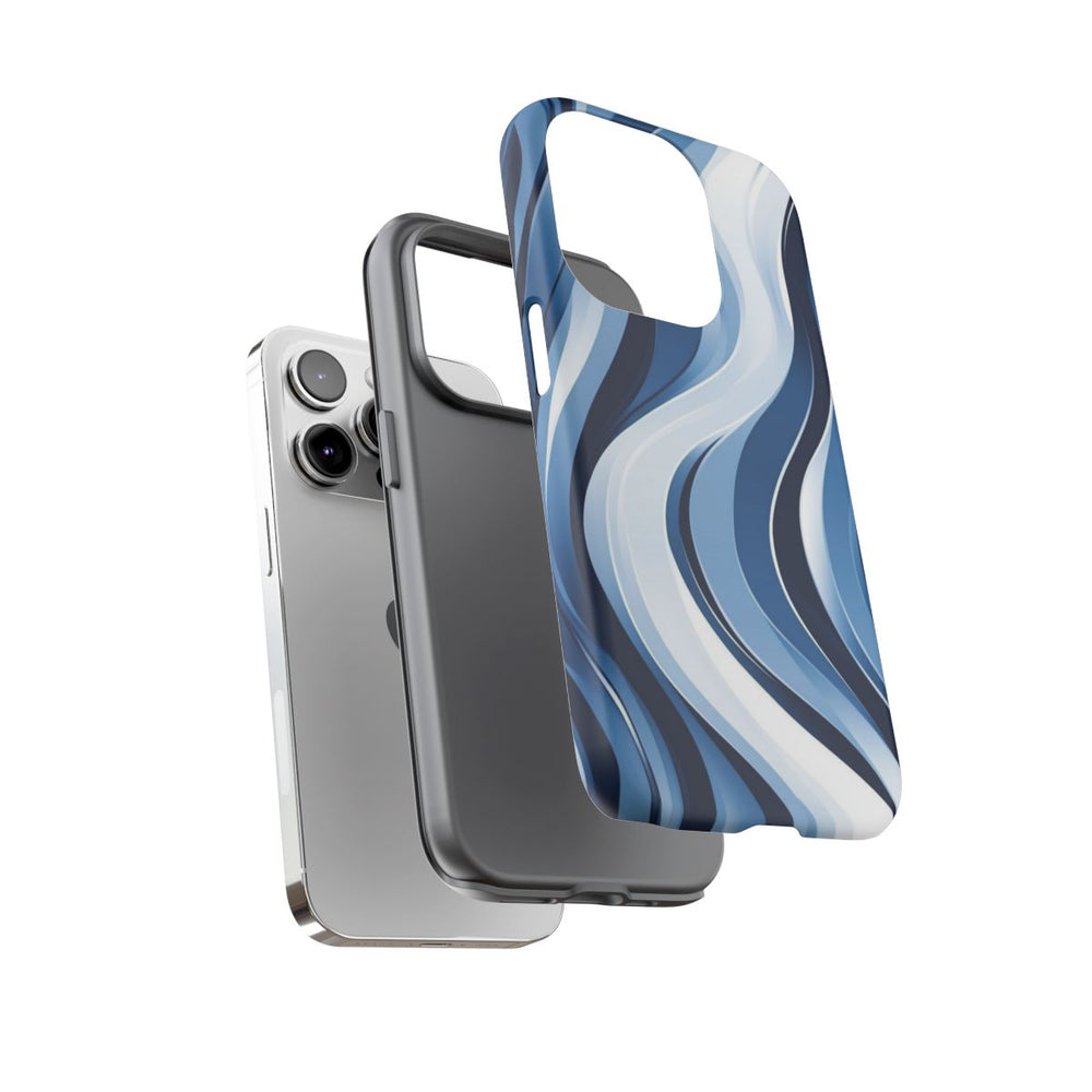 Modern Blauw Golfpatroon