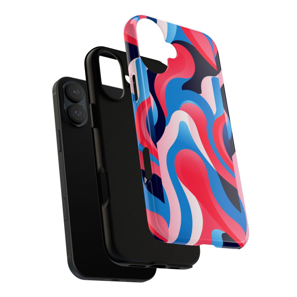 Blauw-Rood Abstract Golvend Patroon