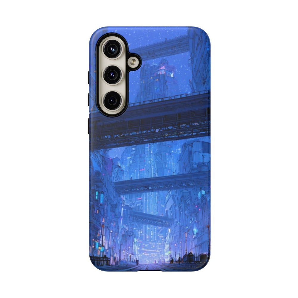 Futuristische Blauwe Stadsstraat