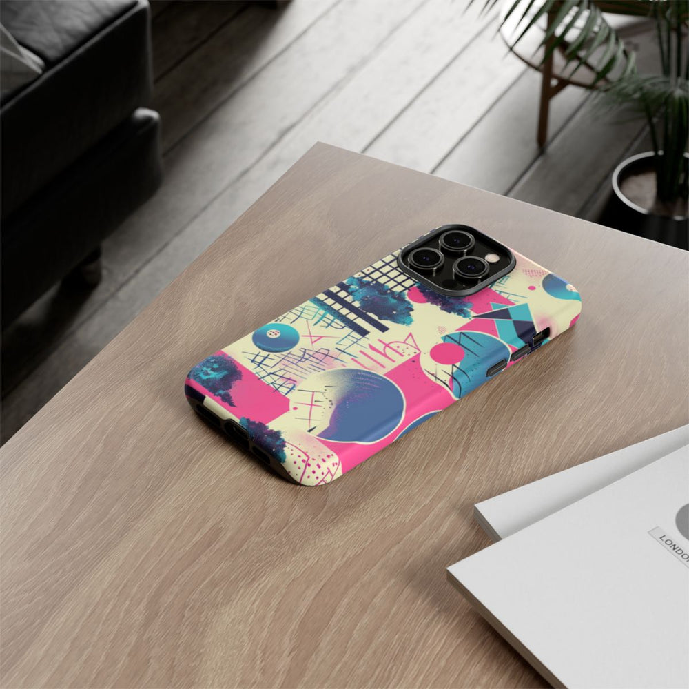 Abstract Geometrisch Patroon in Roze en Blauw