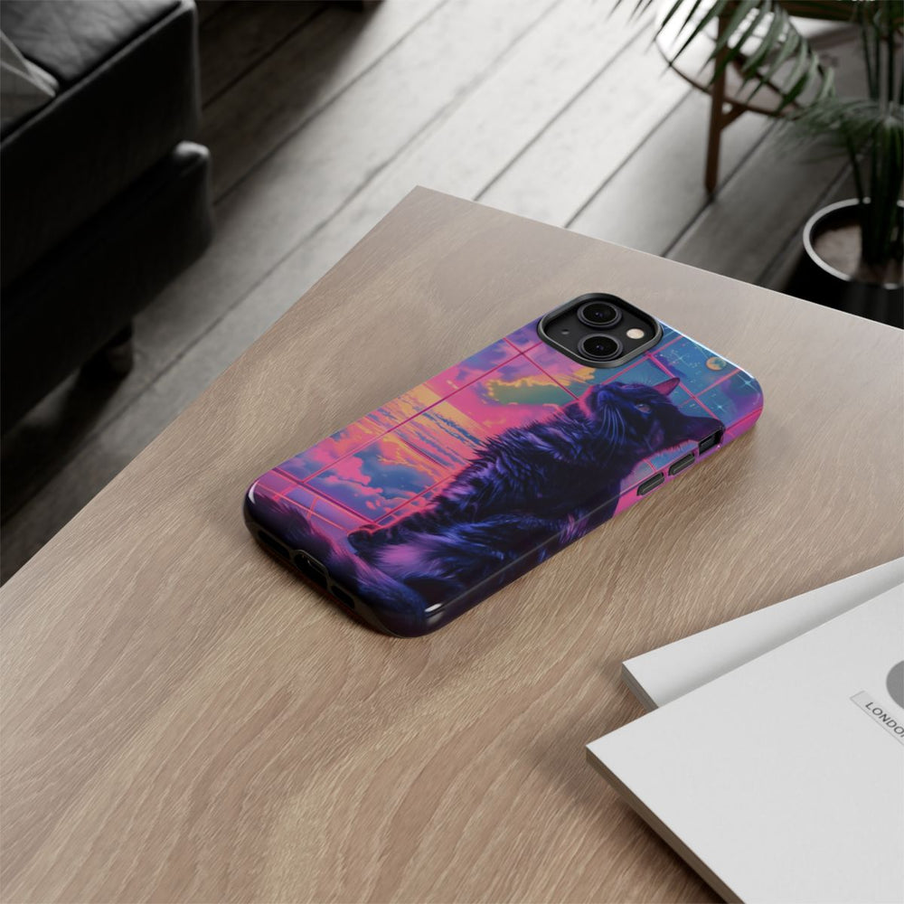 Lofi Vaporwave Kat met Neonlucht