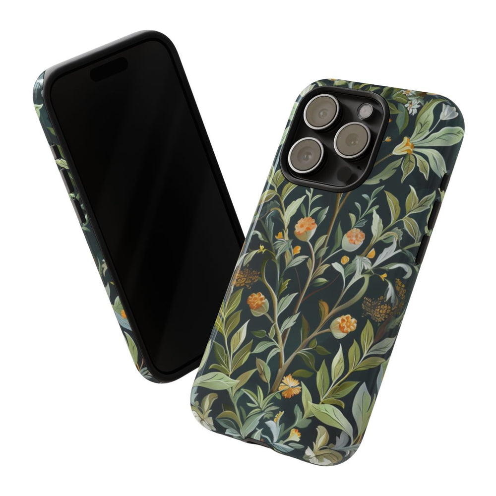 Gedetailleerde Botanische Illustratie met Oranje Bloemen