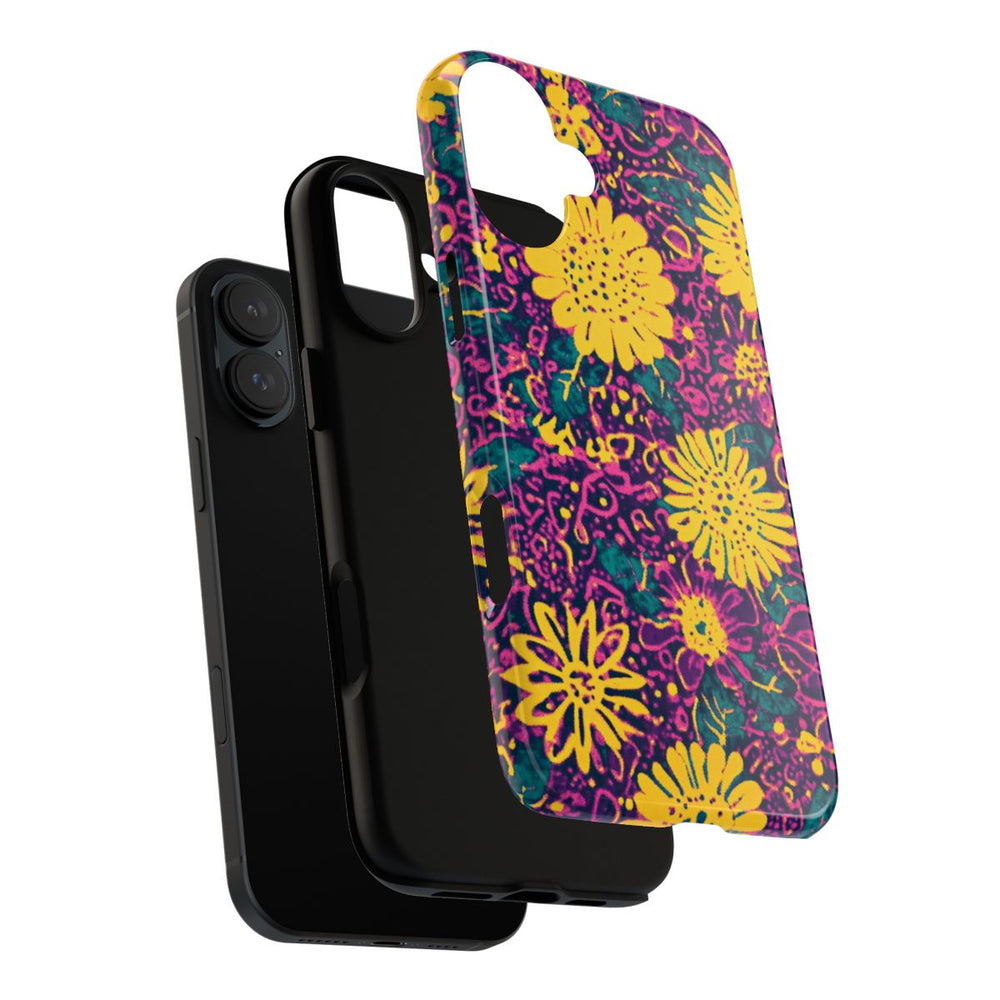 Gele en Paarse Bloemenprint