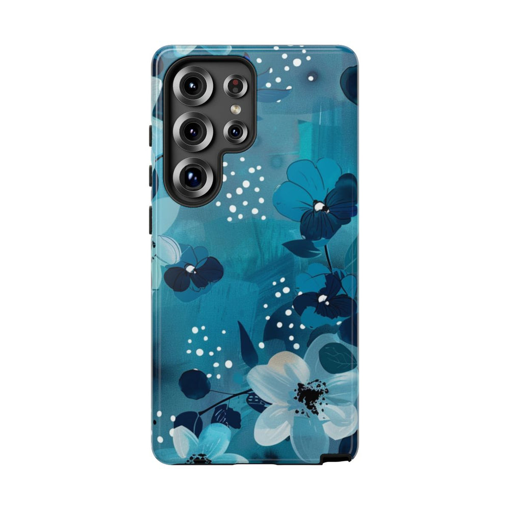 Turquoise Bloemenpatroon met Stippen