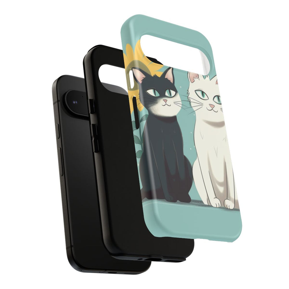 Twee Cartoonkatten met Zonnebloem