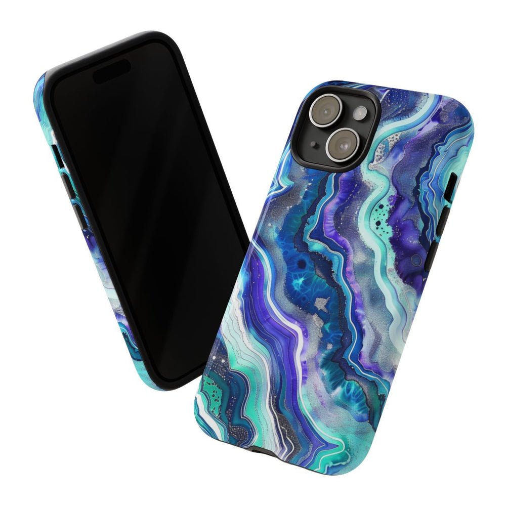 Blauw en Turquoise Geode Wervelpatroon