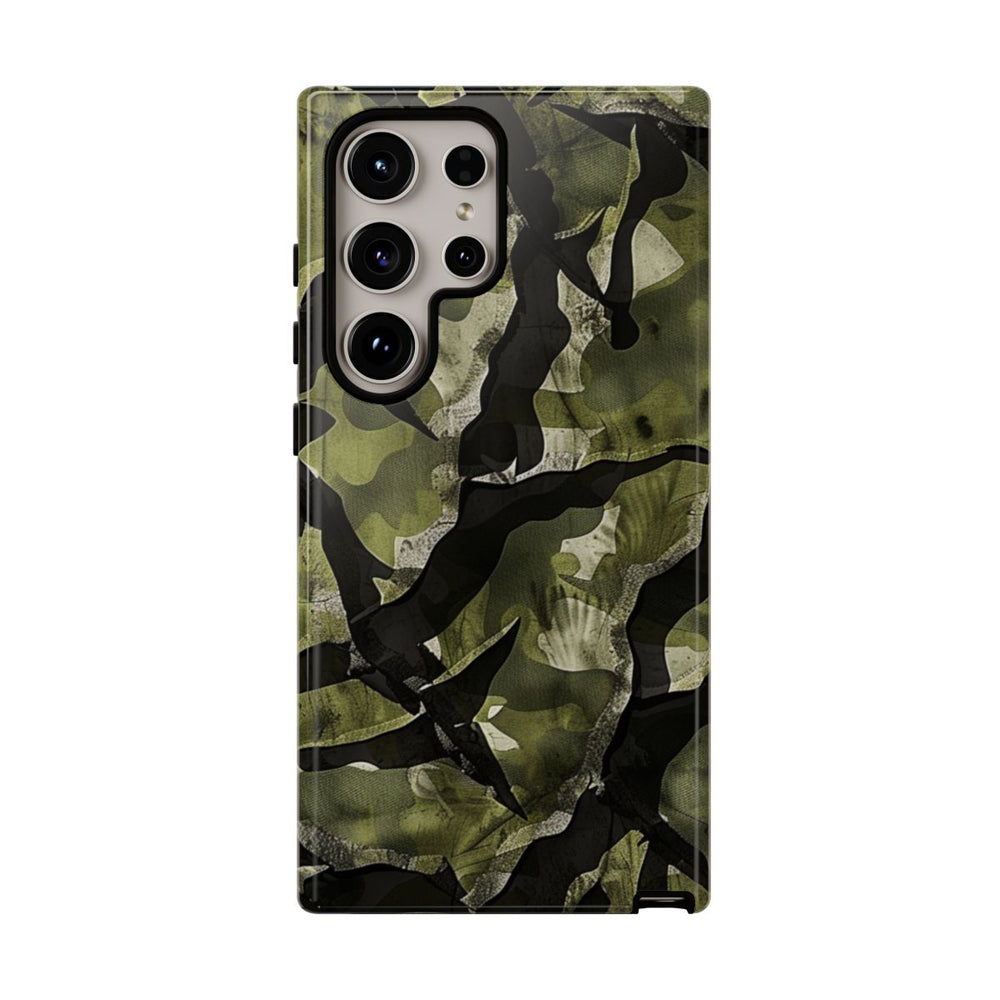 Groen Camouflagepatroon met Zwarte Abstracte Vormen