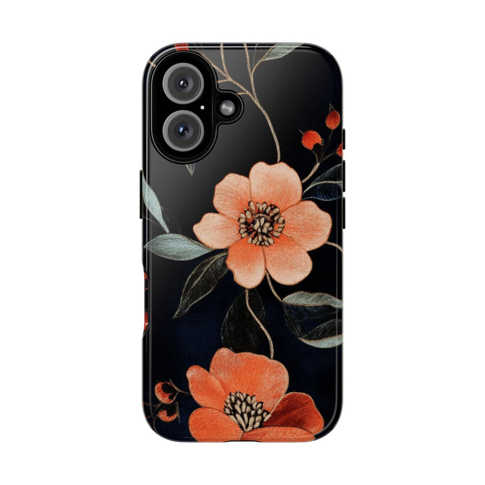 Oranje Geborduurd Bloemenpatroon