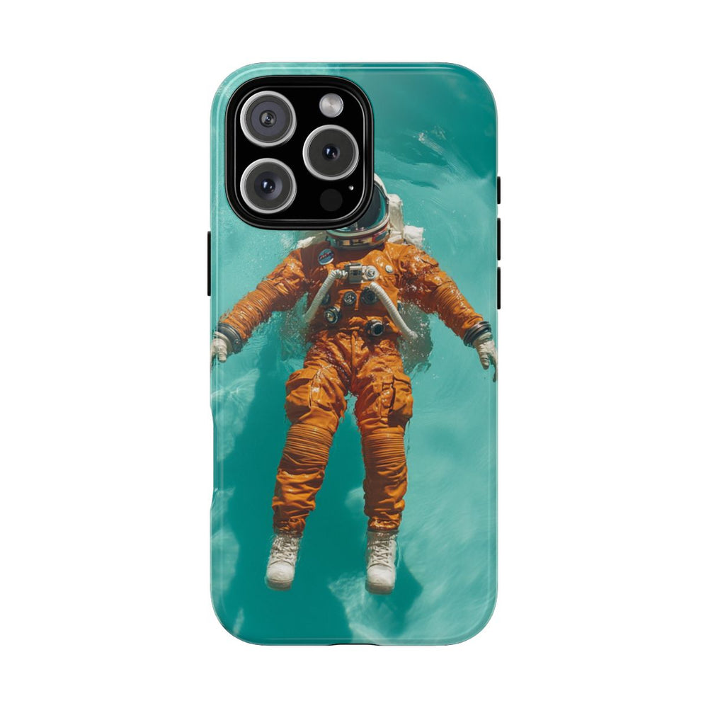 Astronaut in Oranje Pak Zwevend op Water